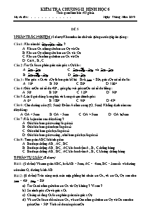 Đề kiểm tra Chương II môn Hình học Lớp 6 năm 2019 (Có đáp án) - Đề 5